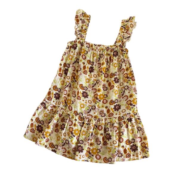 Lush Fall Retro Floral Print Ruffle Tiered Mini Dress Frock Women’s Size Small - Picture 1 of 6